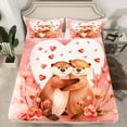 thumbnail image 2 of Manfei Kids Teens Kawaii Otters Couple Twin Sheet Sets 3pcs,Happy Valentine's Day Twin Fitted Sheet Microfiber,Romantic Lover Breathable Flat Sheet,Microfiber Bedroom Decor, 2 of 7