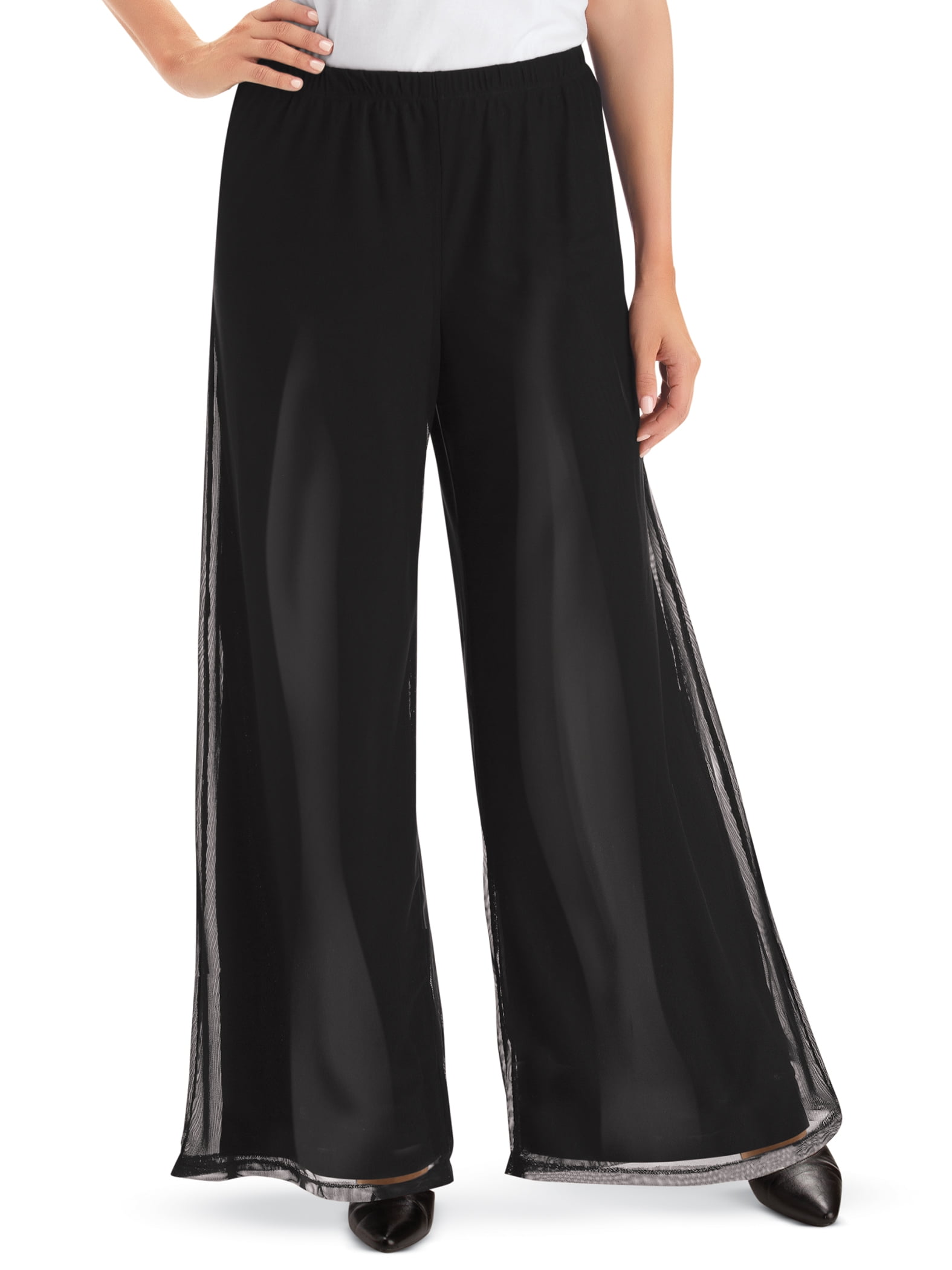 Stylish Wide Leg Mesh Overlay Knit 