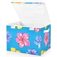 thumbnail image 2 of Hawaiian Flowers Bright Color Foldable Storage Bin with Lid and Handle Collapsible Storage Box 16.5 x 12.6 x 11.8 inches, 2 of 7