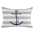 thumbnail image 2 of Grey White Striped Throw Pillow Cover,Pillowcase Protectors with Zipper,Breathable Decorative Lumbar Pillow Case Cover,Navy Blue Beach Nautical Anchor Ocean Coastal Pillow Shams for Couch 16x24Inch, 2 of 8