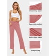 thumbnail image 4 of Womens Comfy Lounge Pants Loose Yoga Pants Cotton Blend Soft Drawstring Wide Leg Pants with Pockets, 4 of 6