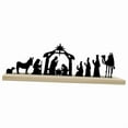 thumbnail image 2 of Nacimiento Escena de Navidad Decoración Metálica con Base de Madera Ornamento Creativo para Mesa Adecuado para Regalo Decoración de Hogar 32cmx4cmx10c, 2 of 9