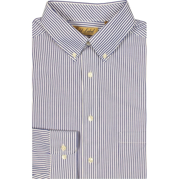Gold Label Roundtree & Yorke Big and Tall Non-Iron Wrinkle-Resistant Men's Long Sleeve Casual Shirt (New Blue 007 Stripe, 4X-Large Big, 4XB)