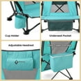 thumbnail image 5 of ARROWHEAD OUTDOOR 2-Pack Low Seating + 20° Reclining Folding Beach Chair w/ Padded Headrest, Foam Armrest, Cup Holder, Carry Bag, 300 LBS Weight Capacity, 5 of 10