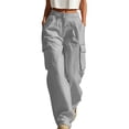 thumbnail image 2 of Elvqul Cargo Pants for Women with Multi Pockets, High Waisted Straight Leg Pants Elastic Waist Button Zip Quick Dry Casual Baggy Relaxed Fit Athletic Pants for Hiking Climbing, 2 of 7