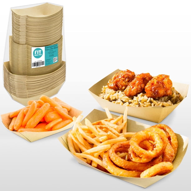 YYBD 100 Pack Kraft Paper Food Trays Disposable Brown Food Trays