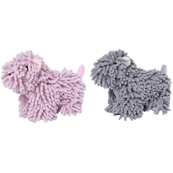 wonima01 2 PCS Fuzzy Ball Hand Towel,Cartoon Puppy Chenille Hand Towel Plush,Cute Decorative Hand Towels,Hand Towel with Hanging Loop,for Bathroom, Office, Fingerprint Lock Door Handle