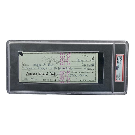 Stan Musial St. Louis Cardinals Signed  Bank Check PSA/DNA 85025572