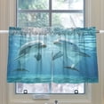 thumbnail image 4 of Ryvnso Dolphins Swim Half Curtains Sets Tier 2 Panels Short Curtain Rod Pocket 27"W x 36"L, 4 of 7