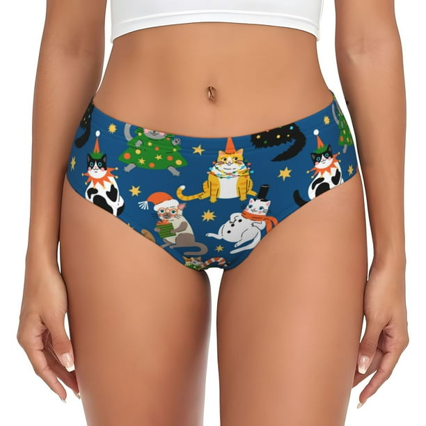 Fotbe Different Cats Christmas Calzones Estampados para Mujer – Ropa Interior de Algodón, Cómoda, Suave y Elástica-4X-Large
