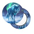 thumbnail image 3 of Round Bar Stool Seat Covers, Aurora Wolf Frozen Lake A Elastic Round Chair Cover Stool Seat Slipcover Bar Stool Cushions Round Pad for 12-14 inch, 3 of 7