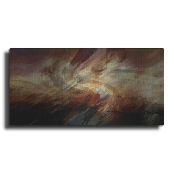 Luxe Metal Art 'Crimson Fire VI' by David Manlove, Metal Wall Art, 24"x12"