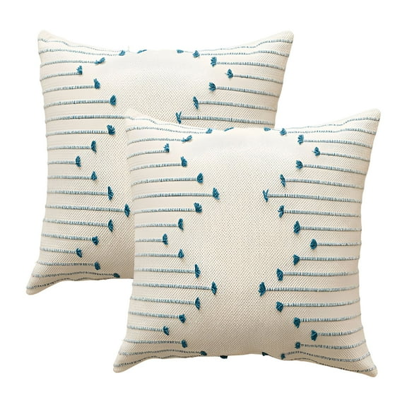 LAMIRO 2 Sets of Bohemian Decorative Fabric Cushions - 18x18" Throw Pillows for Living Room,Sofa,Bedroom,and Home Decor,Cozy Accent Pillows for Bed or Chair
