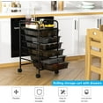 thumbnail image 5 of Rolling Cart with Drawers, 6-Tier Rolling Storage Cart with Drawers, Rolling Utility Cart with 6 Drawers with 2 Lockable Caster Wheels for Office Bathroom Kitchen, Transparent Black, 5 of 15
