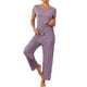 thumbnail image 2 of Conjunto de pijama de modal de manga corta para mujer INSPIRE CHIC, 2 piezas, ropa de casa, pantalones largos, sudadera, morado, 2 of 6
