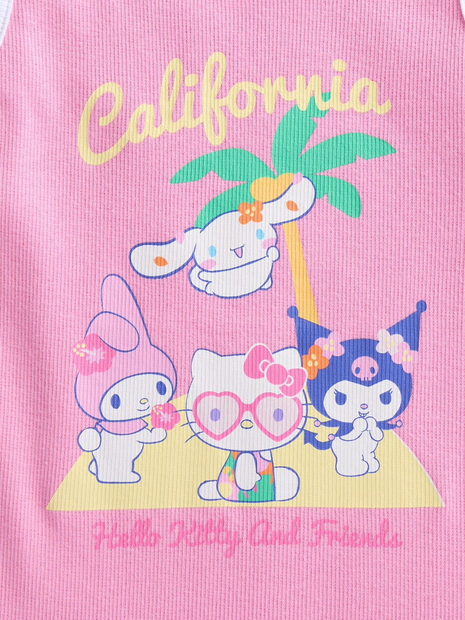 Sanrio Girls Hello Kitty and Friends Vacation Ringer Graphic Tank Top, Sizes 4-16
