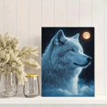 thumbnail image 2 of Qisvanset Framed Canvas Wall Art, 12x16 Inch Moon Cloud White Wolf Wildlife Portrait Art, 2 of 5