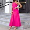 thumbnail image 5 of B91xZ Robes Décontractées pour Femmes une Épaule Sans Manches Froncée Torsadée Robes Maxi Fluides, Rose Vif TP, 5 of 5