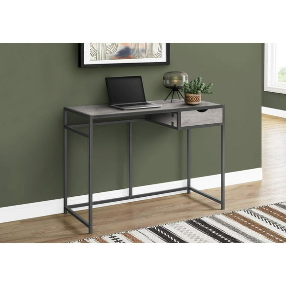 Monarch Specialties Computer Desk, Home Office, Laptop, Storage Drawer, 42"l, Work, Metal, Laminate, Grey, Contemporary, Modern