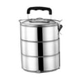 thumbnail image 4 of Stainless Steel Bento Lunch Container Airtight Lid for Worker Camping Travel 3 layer, 4 of 8