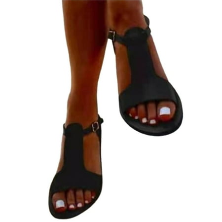 

Women s Plat Peep Toe Sandals Slip-on Style Casual Shoes with Anti Slip Sole Summer Beach Supply 42 Black