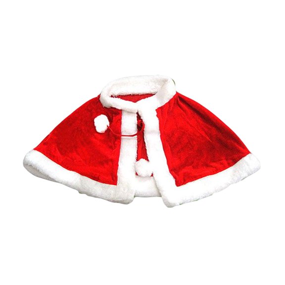 Mantón de rojo con bolas de felpa con cordones, capa de disfraz de Navidad para adultos para accesorios de Navidad de Sunnimix capa capa