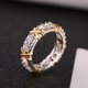thumbnail image 2 of Anillo De Banda Exquisito Anillo X De Dos Colores Anillo Cruzado De Diamante Completo Anillo De Banda De Platino Anillo De Promesa Para Mujer Chica Advancent AP006377-01, 2 of 6