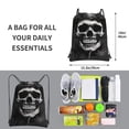 thumbnail image 3 of Sigee Black White Hat Skull for Drawstring Zipper Backpack ,Waterproof, Durable, Lightweight Gym Bag for Sports, 3 of 5