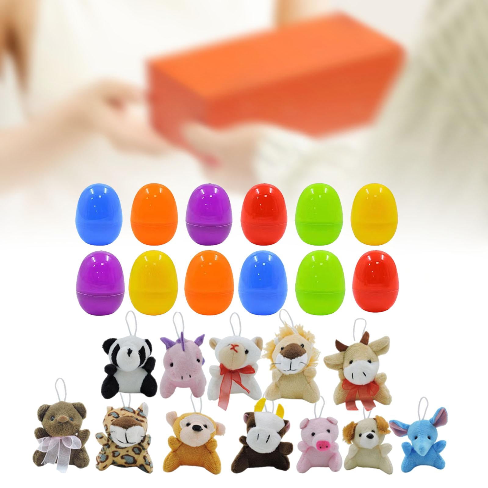 FVDPWYE 12 Pieces Easter Eggs Filled Mini Plush Animal Toy Figures Funny Colorful Cute Ornaments for Easter Basket Stuffers Kid Gifts