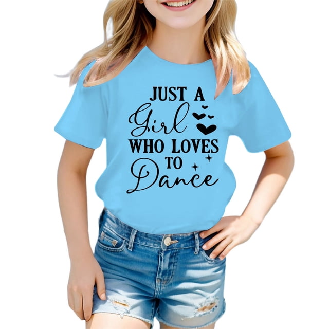 WEAIXIMIUNG T-Shirts pour Filles 8-9 Ans Mignon Graphique Col Rond Manches Courtes Tee Été Décontracté T-Shirt 9-10 Ans
