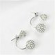 thumbnail image 3 of Pendientes de diamantes para mujer, con forma de estrella y doble bola, con cierre de cristal de doble cara, parte delantera y trasera, en plata., 3 of 5