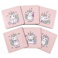 thumbnail image 1 of Inkdotpot Set of 6 Drink Coasters DecorativeNon,SlipCork Base4-inch Square PrintedCoastersEasy Clean- Unicorn, 1 of 8