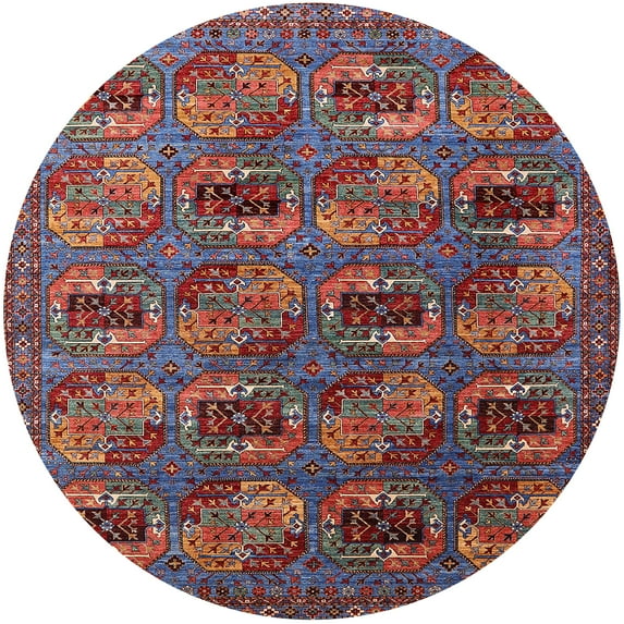 Ahgly Company Indoor Round Mid-Century Modern Saffron Red Oriental Area Rugs, 5' Round