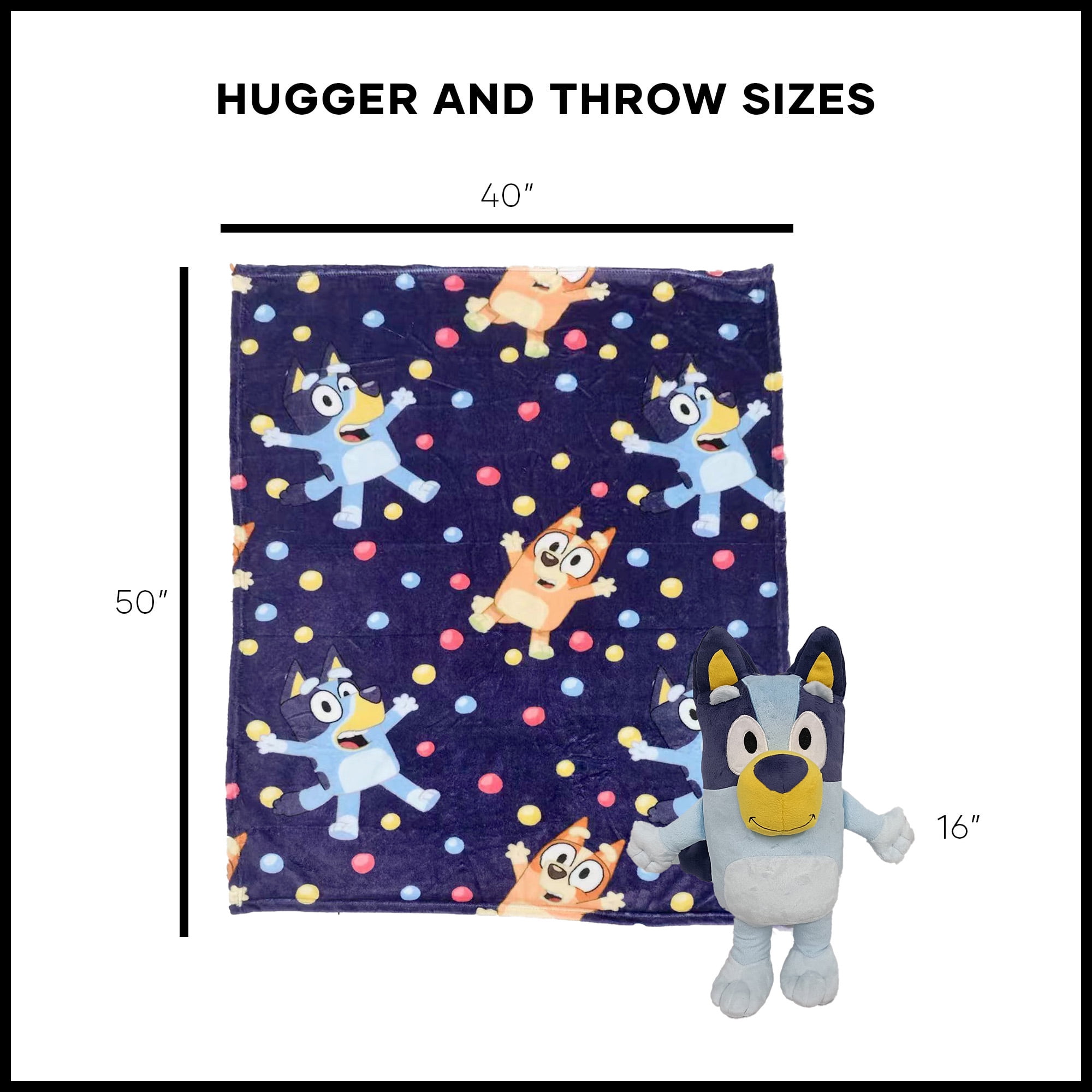 Bluey Hooray Kids Silk Touch Throw Blanket with Plush Hugger - Ultra Soft Plush Character Pillow for Kids