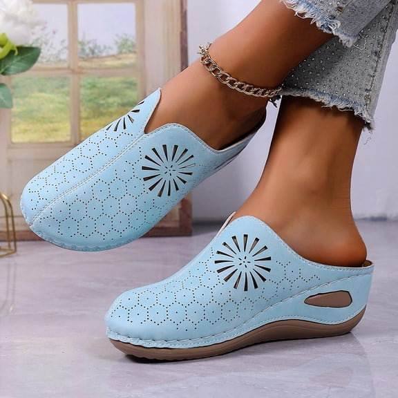 HAJWOH Orthopedic Shoes for Women Arch Support Slip on Non Slip Work Shoes Breathable Knitted Mesh Stretch Volleyball Shoes Comfortable 2026 New Foam Shoes Sky Blue 38