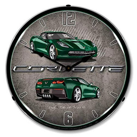 Green Light Corvette C7 Corvette Lime Rock Green Vette Wall Clock 14