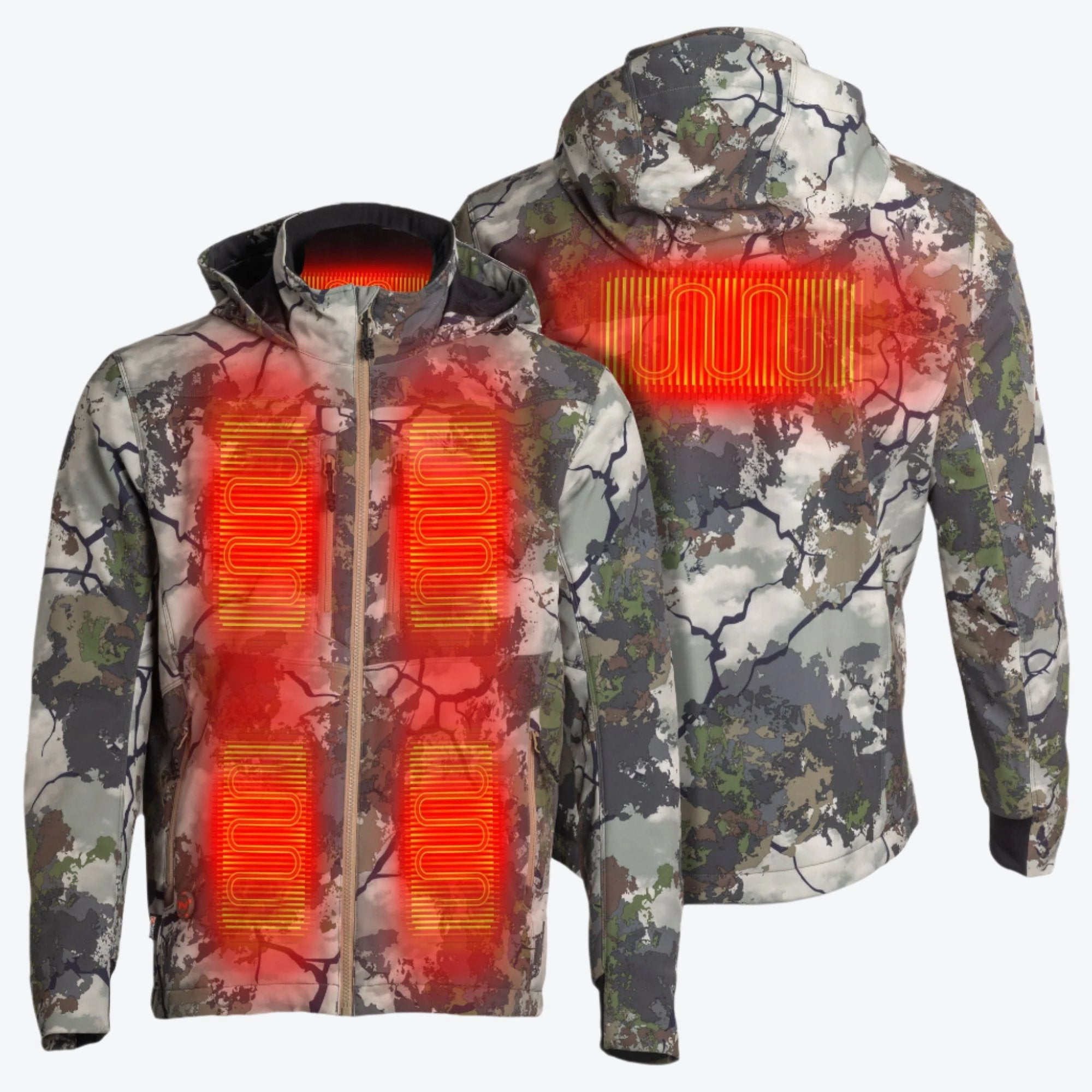 Mobile Warming KCX Terrain Heated Hunting Jacket for Men Quiet 4-Way Stretch DWR Shell Kings Camo KC Ultra Polygiene Odor Control