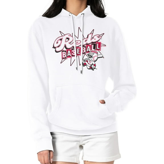 Women's Starter  White Cincinnati Reds Drive-In Pullover Hoodie
