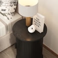 thumbnail image 7 of 18'' Fluted Round End Tables with Sliding Door, Modern Side Table Nightstands for Living Room Bedroom, Black, 7 of 7