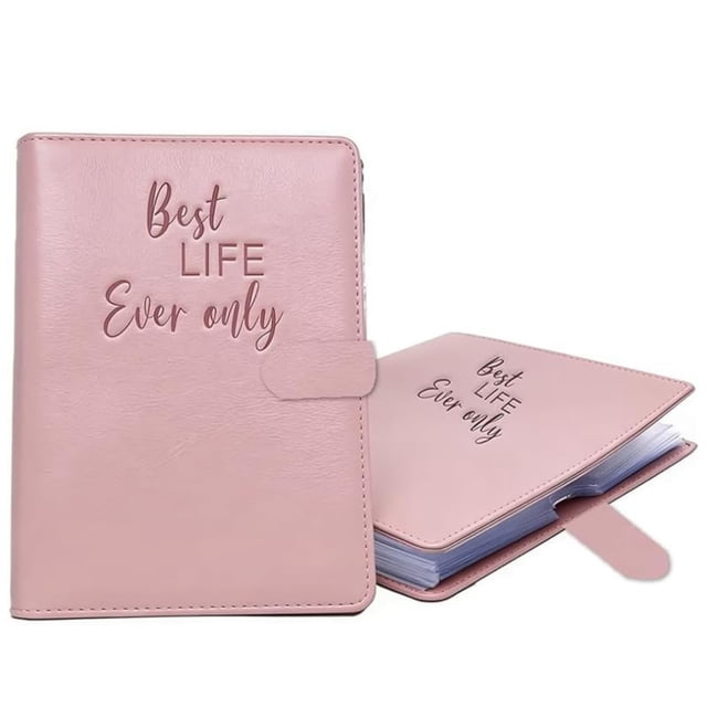 Weloille Leather Loose-Leaf Binder with Magnetic Closure, 1-Piece Waterproof Refillable Document Organizer, Paper Storage Folder for Office Meetings, Notes & Document Storage