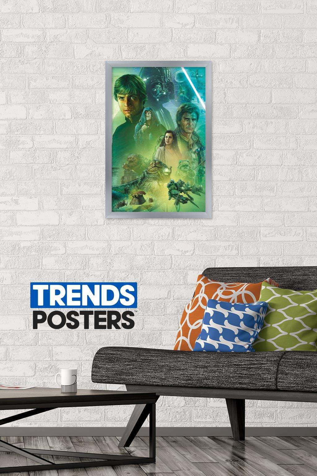 Star Wars: The Return Of The Jedi - Celebration Mural Wall Poster, 14.725" x 22.375", Framed