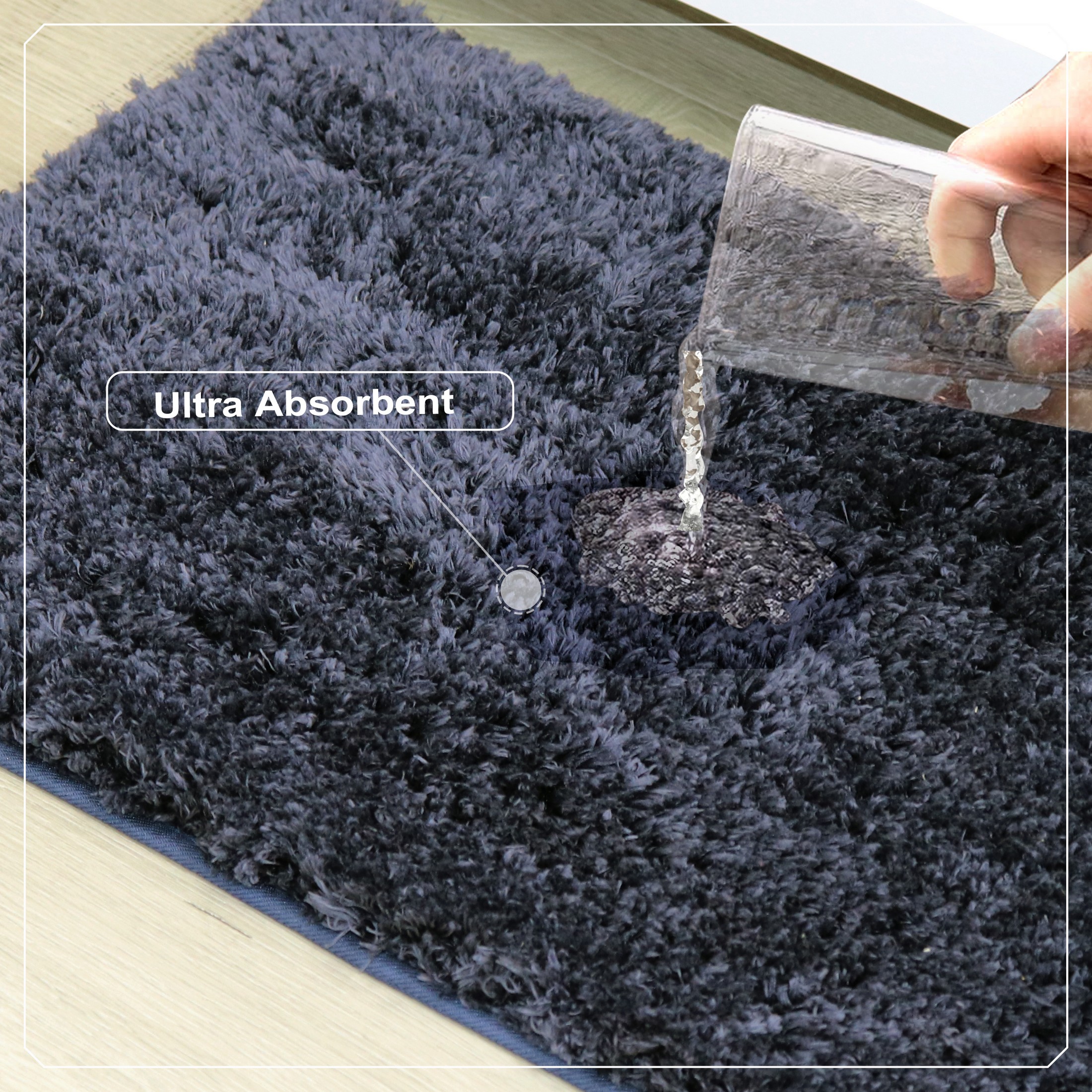 Elegance Bathroom Rugs Sets 2 Piece- Plush Bath Mat Set Quick-Dry Soft Microfiber Bathroom Mat with Rubber Backing, Absorbent Bathroom Rug Set, Washable Bath Rugs - Bath Mats 17x24 + 20x32 Navy
