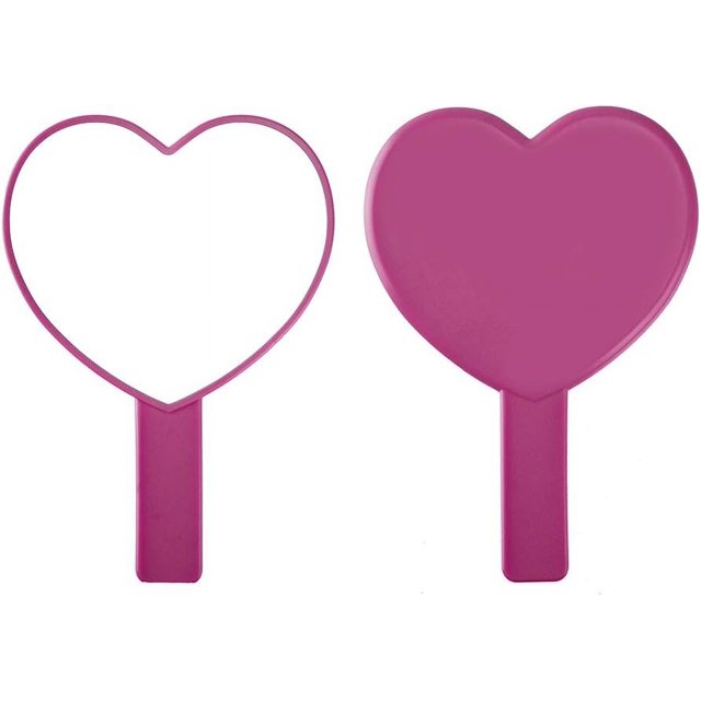 Espejo de mano para viajes en forma de corazón, espejo de mano cosmético con asa