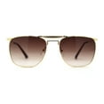 thumbnail image 3 of Hipster Crossbar Double Bridge Rectangle Metal Rim Sunglasses Gold Brown, 3 of 4