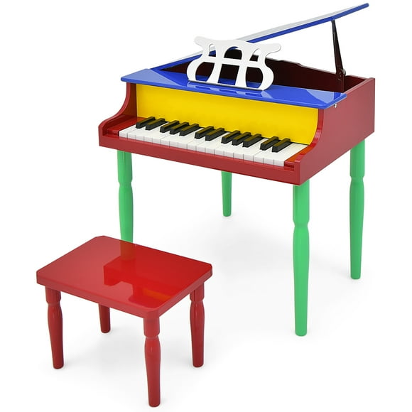 Gymax 30-Key Classic Baby Grand Piano Toddler Toy Wood w/ Bench & Music Rack Colorful