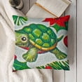 thumbnail image 3 of YINGXI  Throw Pillow Cover Christmas&nbsp;Turtle with Seasons Greetings Cotton Linen Cushion Cover Square  20x20in, 3 of 5