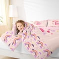 thumbnail image 3 of Feelyou Cartoon Dinosaur Letter A Print Twin Bedding Sets for Boys Girls, Cute Animal Bedding Comforter Set, Blue, Pink Reversible, 7pcs, 3 of 7