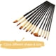 thumbnail image 3 of Juego de 12 pinceles de pintura para artistas, sin cobertizo, pelo de nailon, madera, 3 of 8