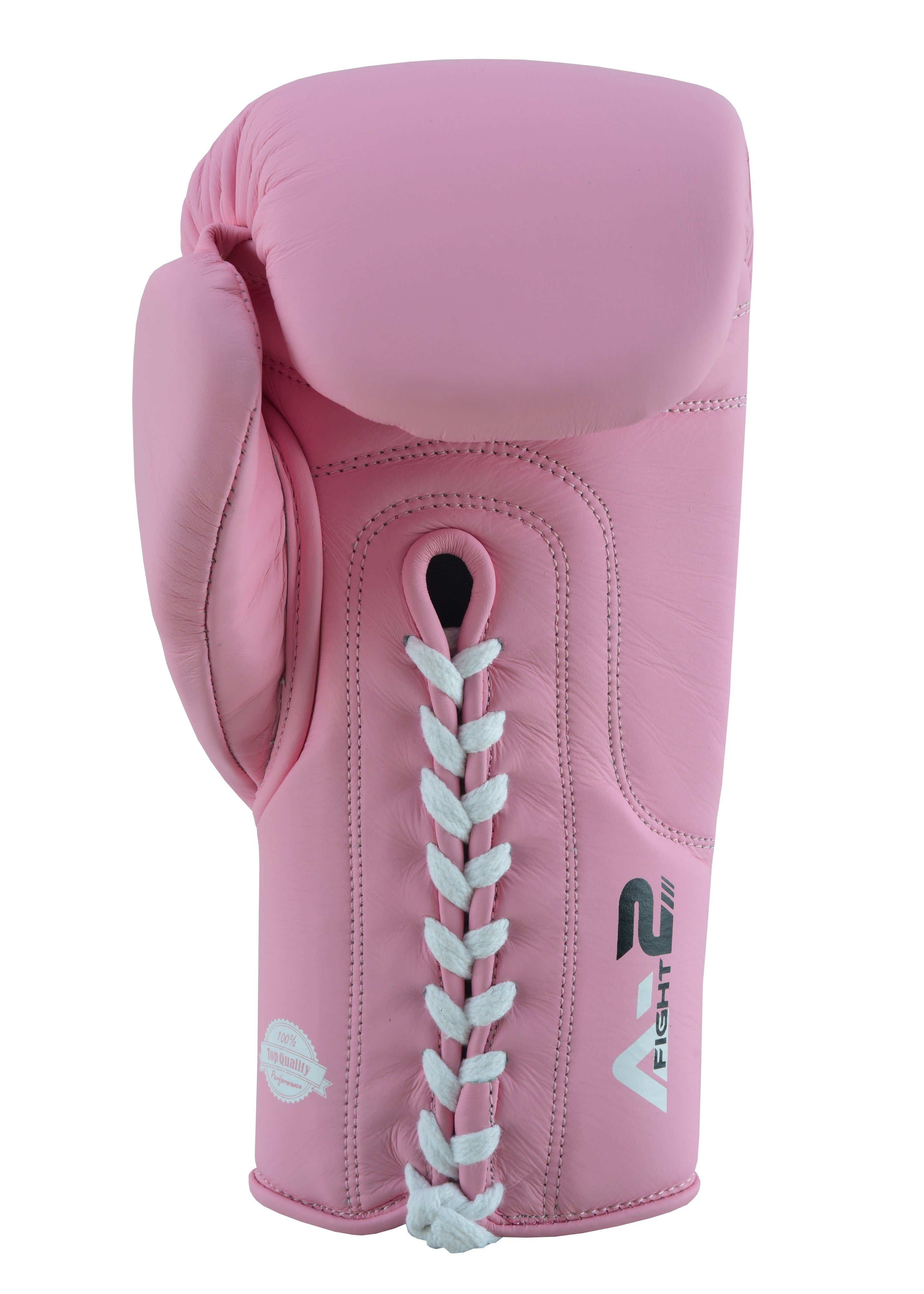 Fadi Sports A2 Lace-Up Boxing Gloves, for Training & Sparring, Matte Cowhide Leather, Pink - 12 oz