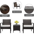 thumbnail image 2 of Shinpt Outdoor Wicker Bistro Rattan Chair, 3 Pieces Patio Furniture Set, 2pcs Arm Chairs and 1pc Coffee Table, Rattan Sofa Set for Patio or Garden, Brown Gradient, 2 of 5